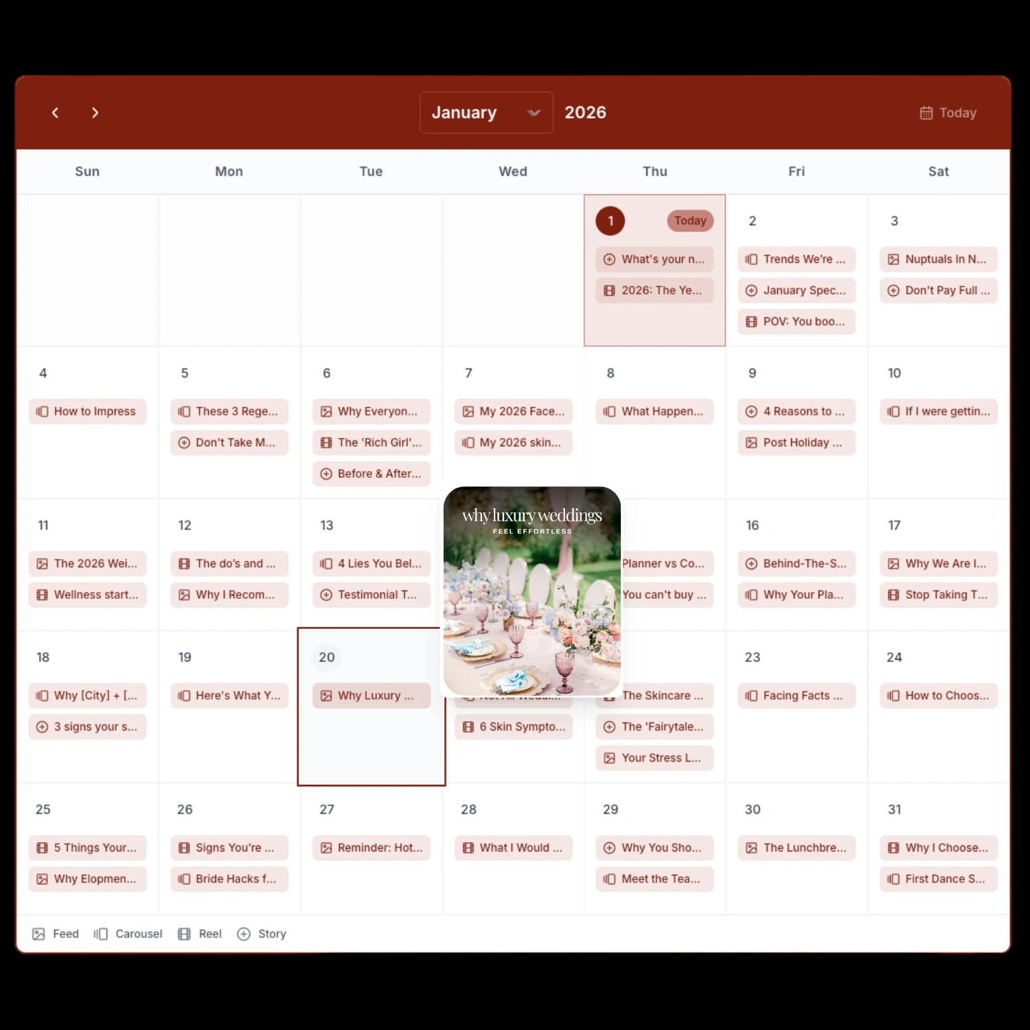 Monthly Content Calendar